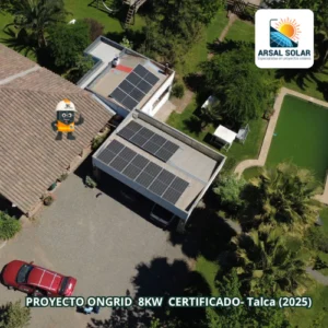 Sistema solar fotovoltaico On-Grid certificado instalado en la Región del Maule, Chile, para generación eléctrica sustentable.